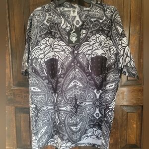 Crooks & Castles Black and White Paisley Button Down Shirt